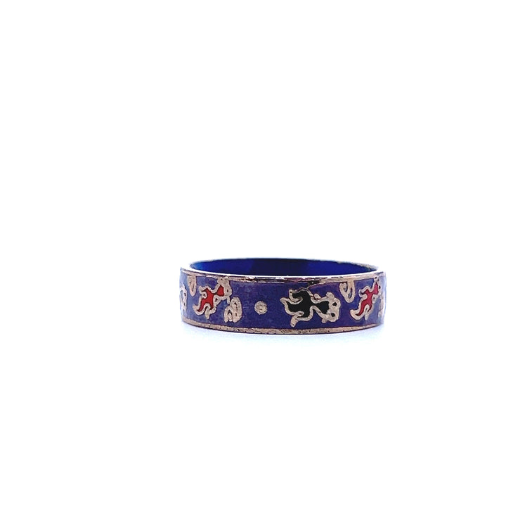 Estate 1970s Gold Tone Purple & Multicolor Enamel Ring