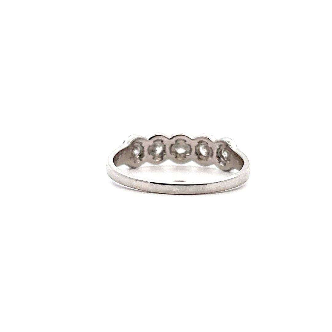 Estate 14K White Gold 0.43CTW Diamond Five-Stone Halo Anniversary Band