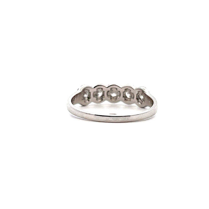 Estate 14K White Gold 0.43CTW Diamond Five-Stone Halo Anniversary Band