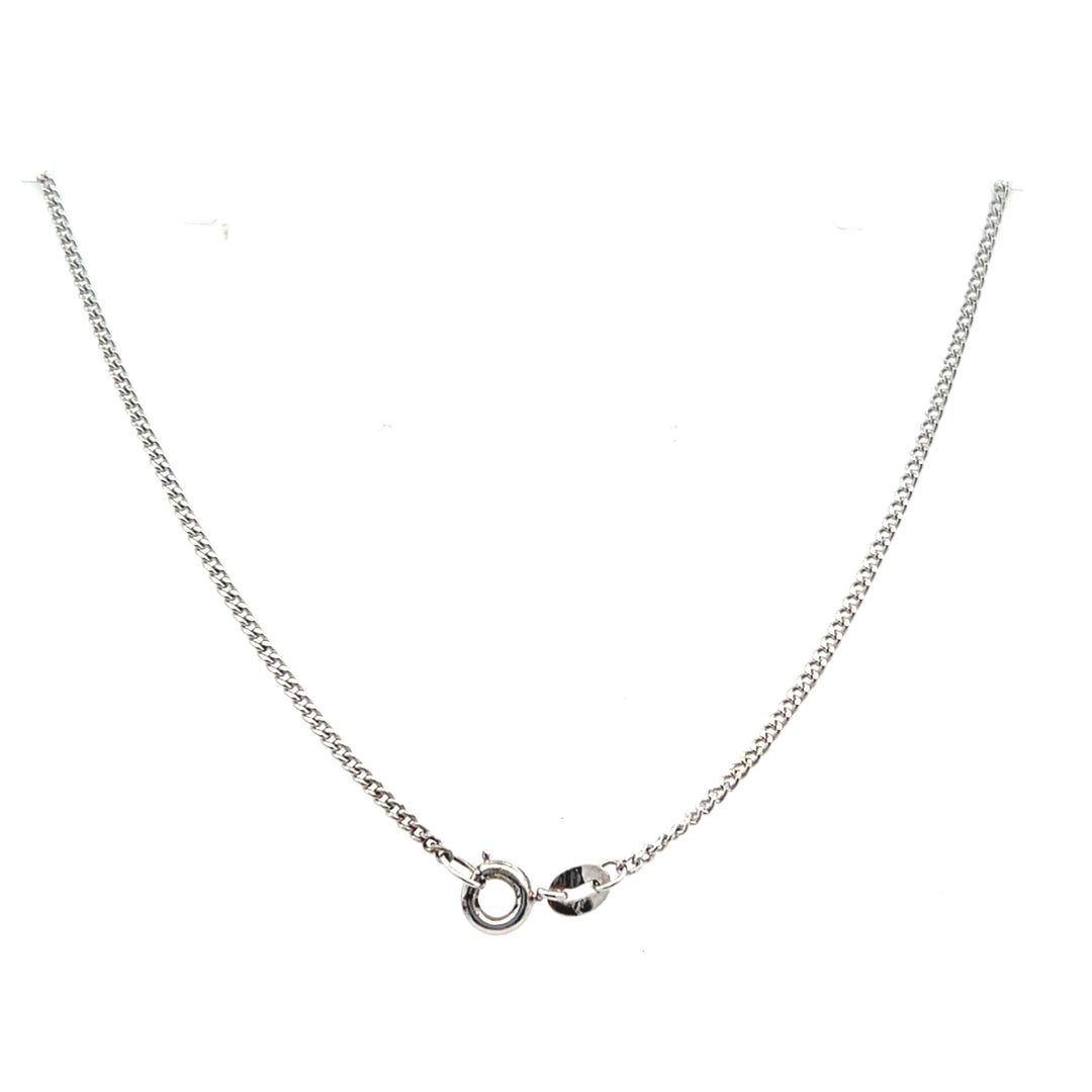 Estate Sterling Silver Green Enamel Square Station Necklace