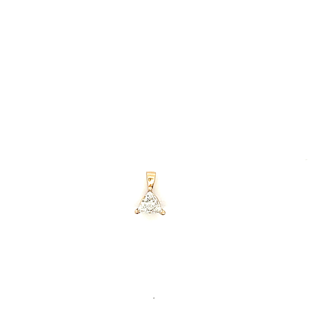 14K Yellow Gold Trillion Cut Diamond Solitaire Pendant