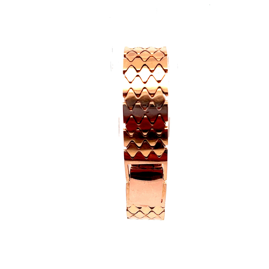Estate 1940s 14K Rose Gold Diamond & Ruby Floral Motif Manual Wind Watch Bracelet