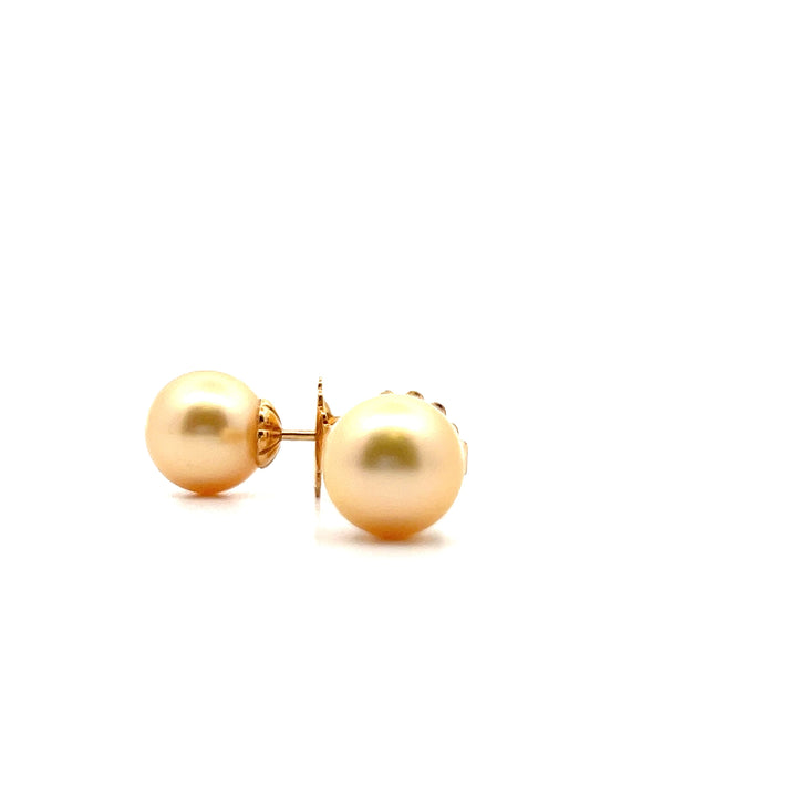 Estate Mikimoto 18K Yellow Gold South Sea Pearl Stud Earrings