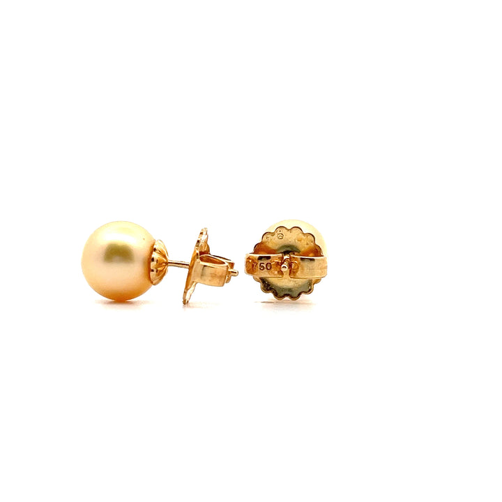Estate Mikimoto 18K Yellow Gold South Sea Pearl Stud Earrings