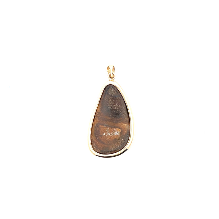 Estate 14K Yellow Gold Freeform Oval Blue & Brown Opal Double-Sided Pendant
