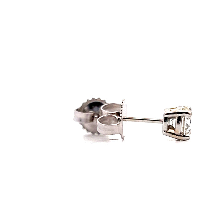 Estate 14K White Gold Round Brilliant Diamond Solitaire Stud Earrings