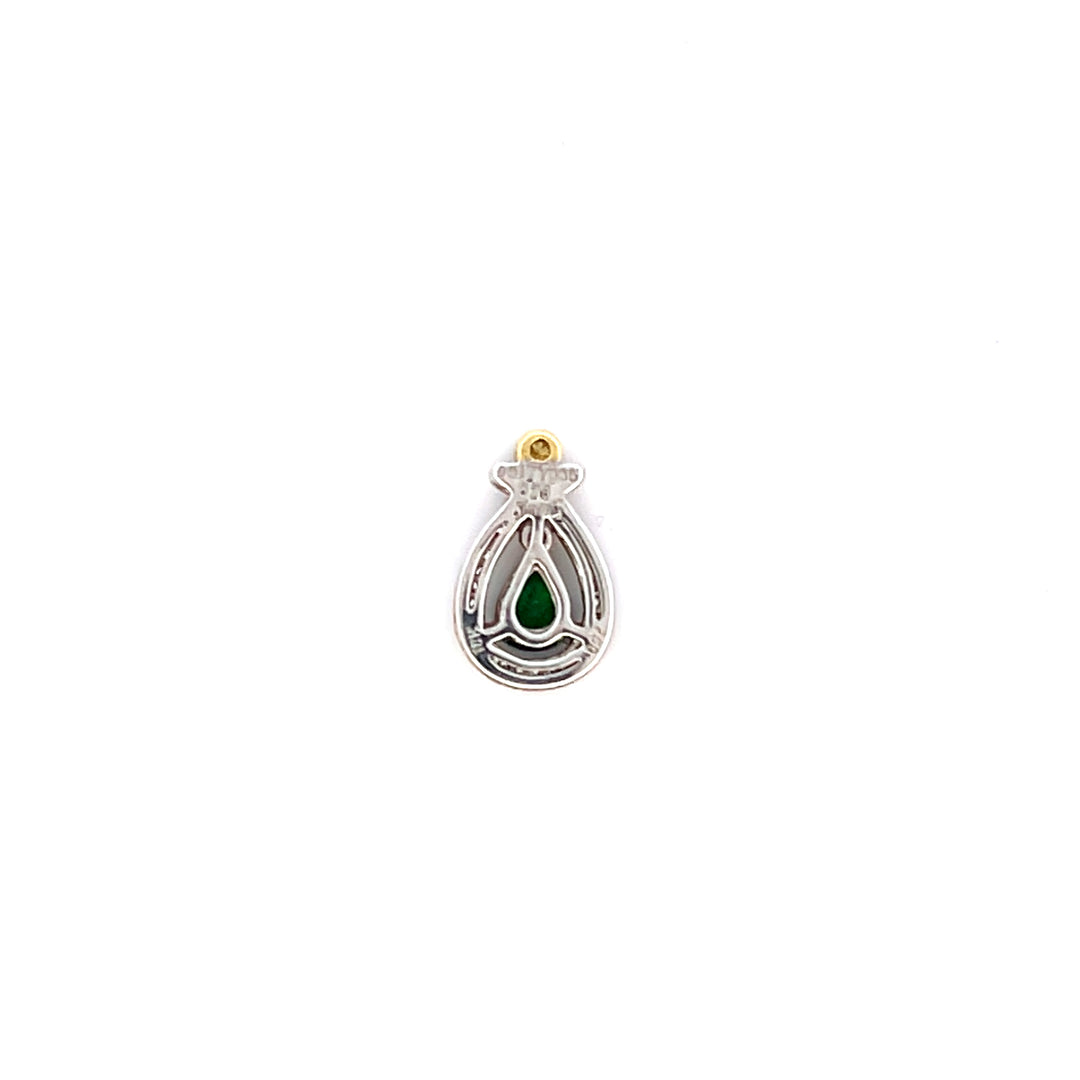 Estate Simon G 18K Yellow & White Gold Tsavorite Garnet & Diamond Halo Pendant