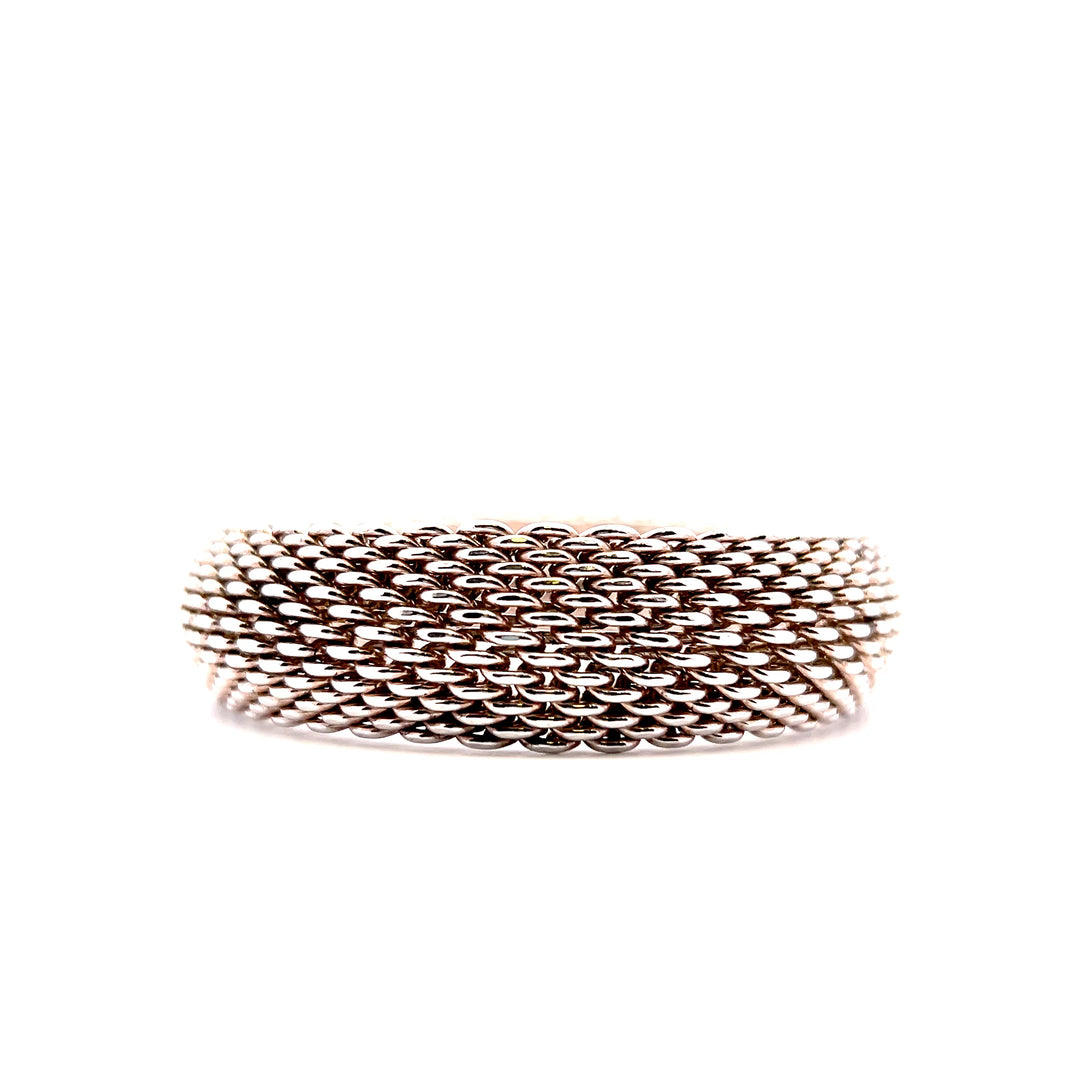 Estate Vintage Sterling Silver Somerset Mesh Bangle Bracelet by Tiffany & Co