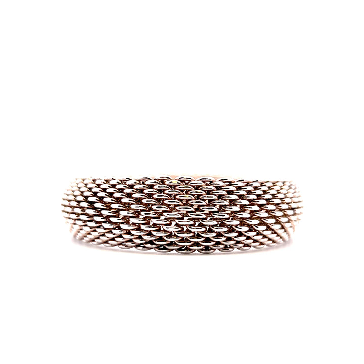 Estate Vintage Sterling Silver Somerset Mesh Bangle Bracelet by Tiffany & Co