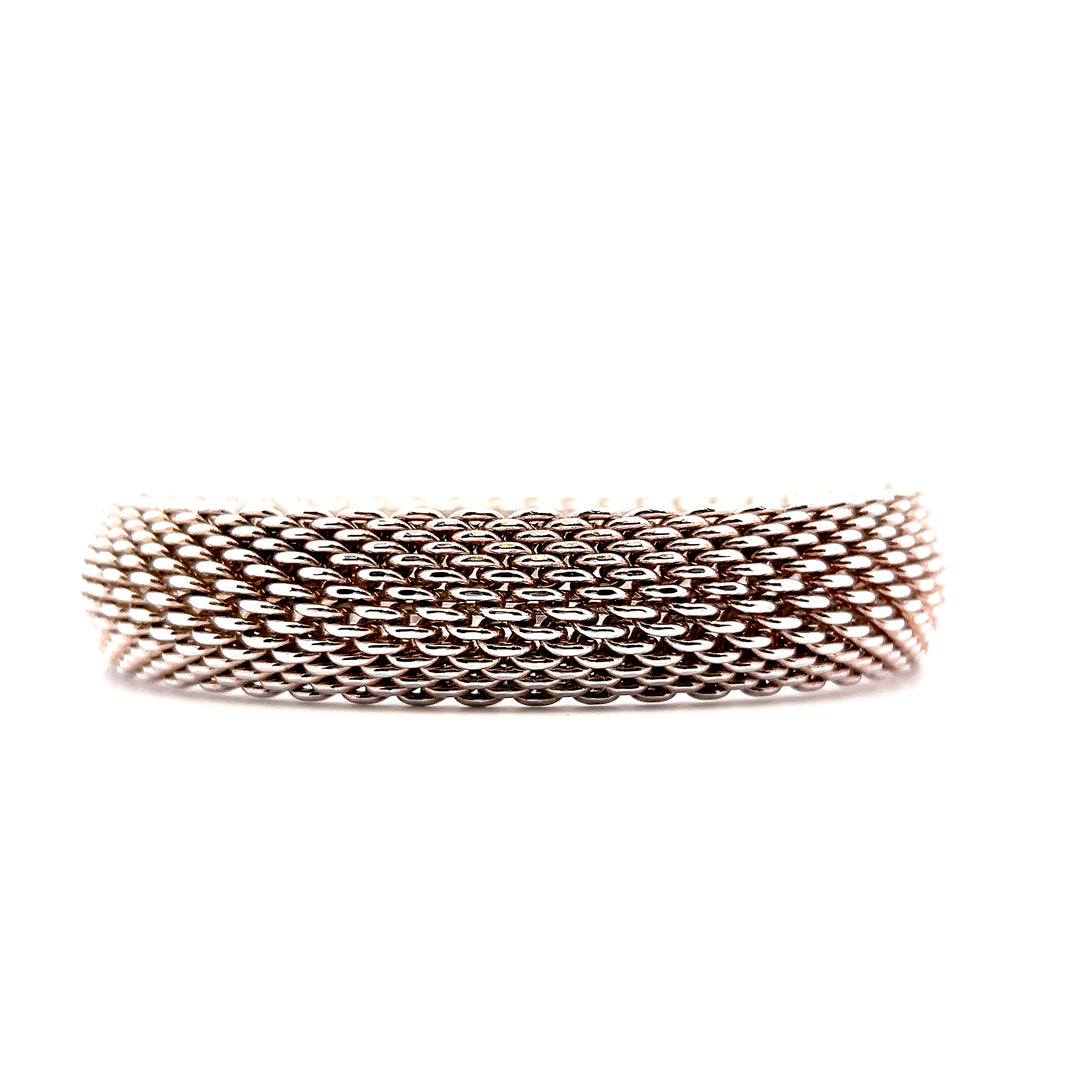 Estate Vintage Sterling Silver Somerset Mesh Bangle Bracelet by Tiffany & Co