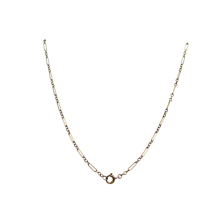 Estate Art Deco 14K White Gold Fancy Bar Link Watch Chain Necklace