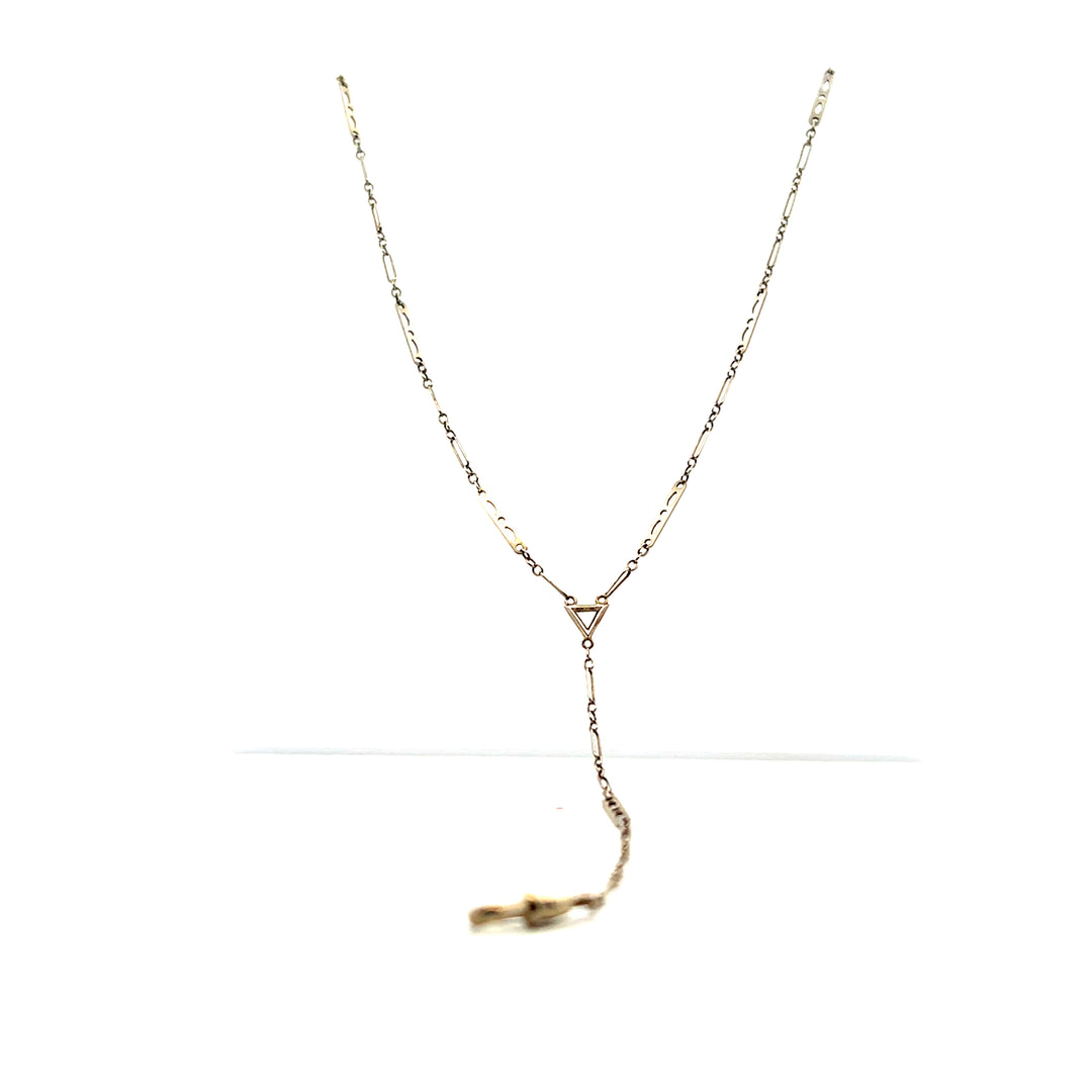 Estate Art Deco 14K White Gold Fancy Bar Link Watch Chain Necklace