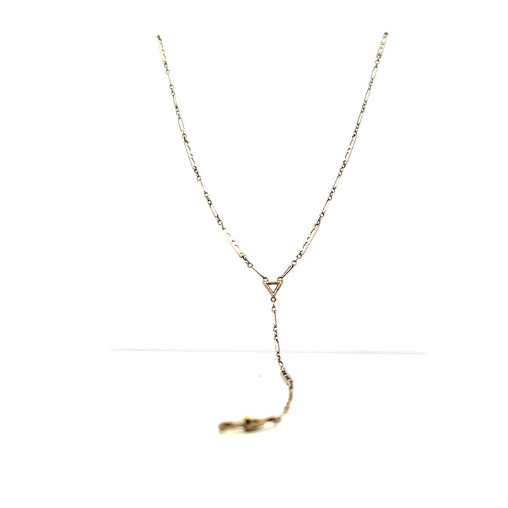 Estate Art Deco 14K White Gold Fancy Bar Link Watch Chain Necklace