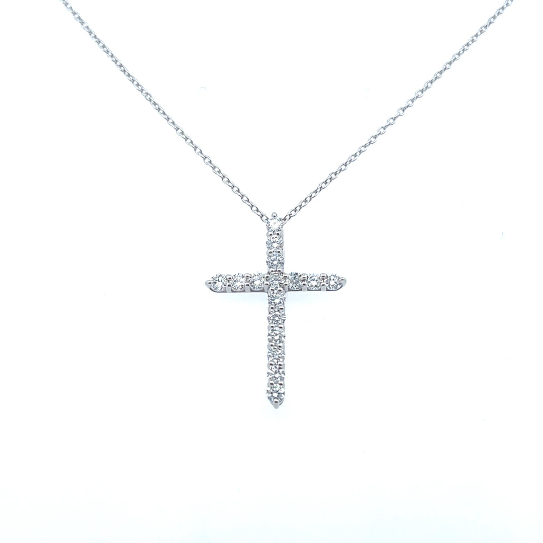 Sterling Silver 1.00CTW Lab Diamond Cross Pendant Necklace
