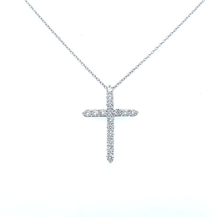 Sterling Silver 1.00CTW Lab Diamond Cross Pendant Necklace