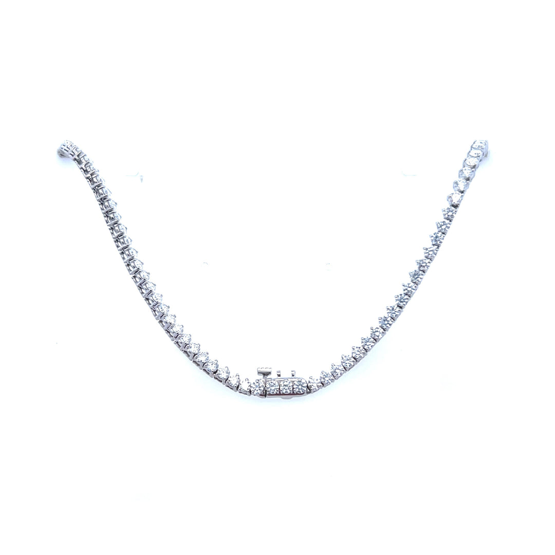Sterling Silver 8.00CTW Lab-Grown Diamond Tennis Necklace