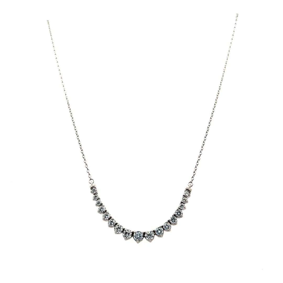 Sterling Silver 1.00CTW Lab Diamond Graduated Necklace