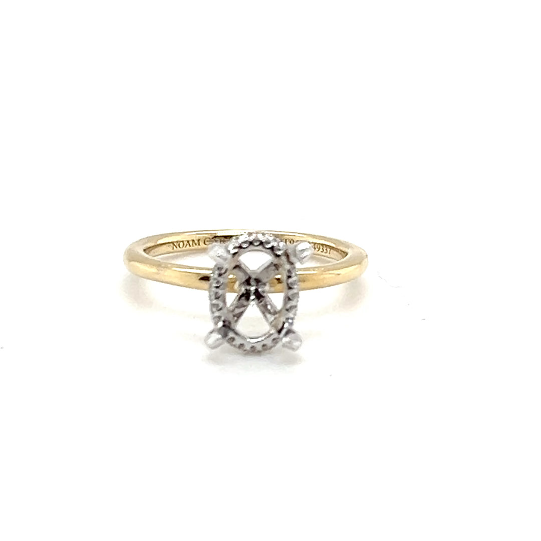 14K Gold & Platinum 0.05CTW Diamond Hidden Halo Engagement Ring Mounting
