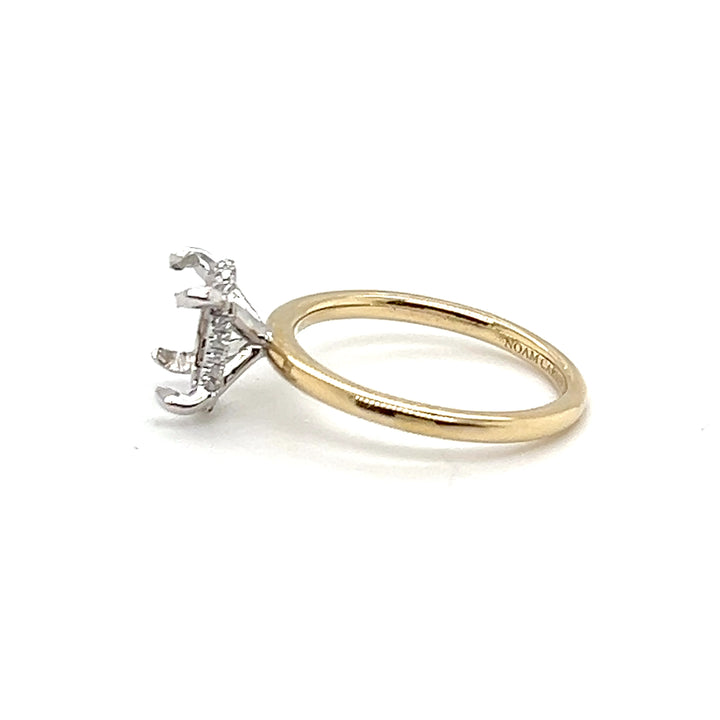14K Gold & Platinum 0.05CTW Diamond Hidden Halo Engagement Ring Mounting