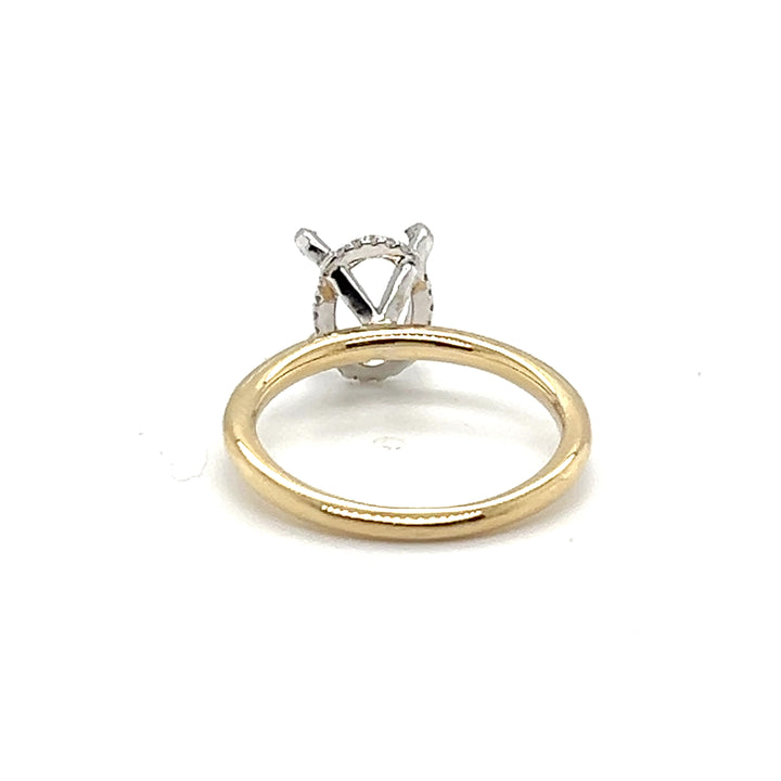 14K Gold & Platinum 0.05CTW Diamond Hidden Halo Engagement Ring Mounting