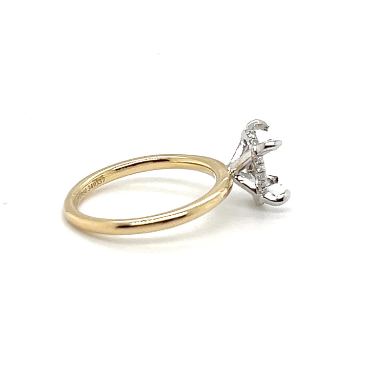 14K Gold & Platinum 0.05CTW Diamond Hidden Halo Engagement Ring Mounting