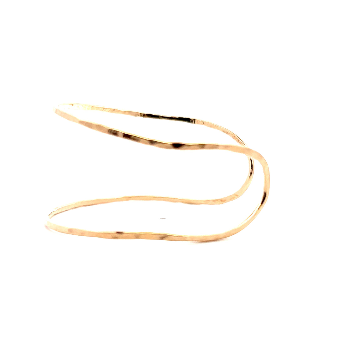 Yellow Gold Filled Hammered Wrap Adjustable Open Cuff Bracelet