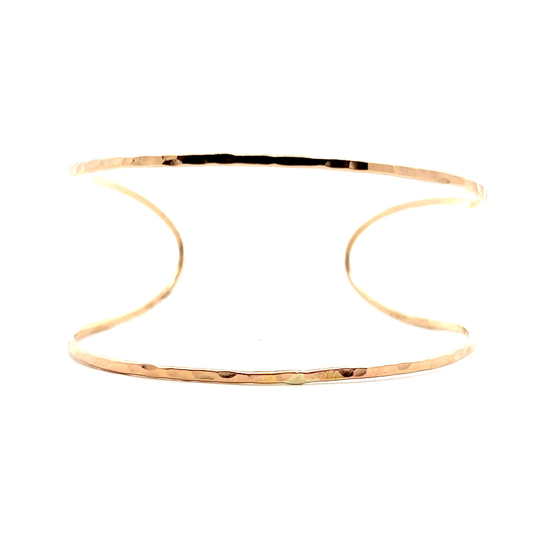 Yellow Gold Filled Hammered Wrap Adjustable Open Cuff Bracelet