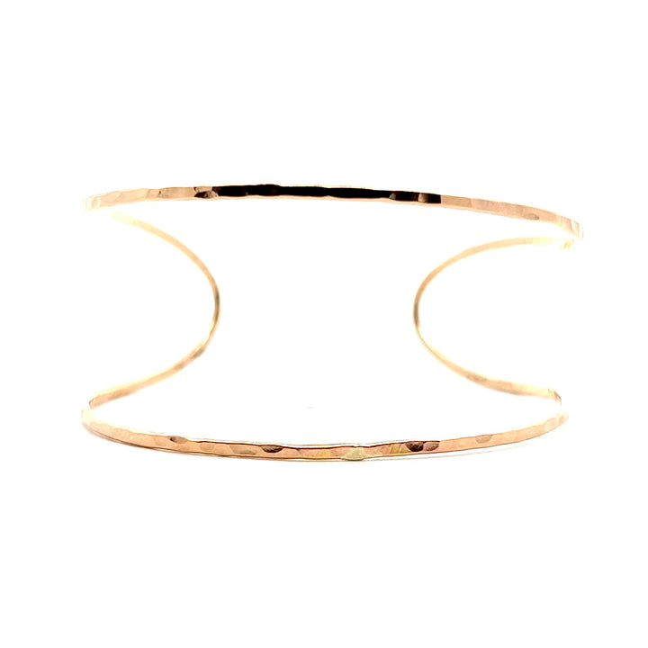 Yellow Gold Filled Hammered Wrap Adjustable Open Cuff Bracelet