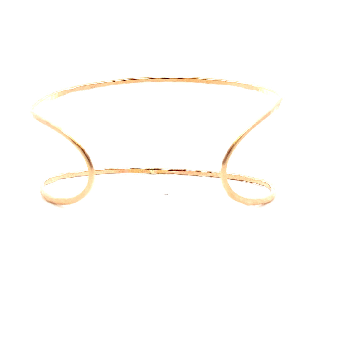 Yellow Gold Filled Hammered Wrap Adjustable Open Cuff Bracelet