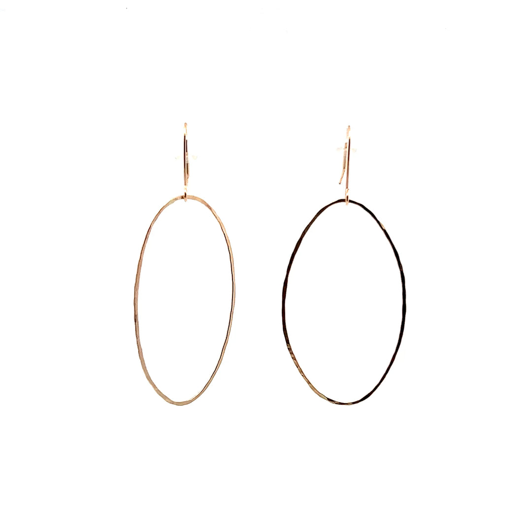 Yellow Gold Filled Large Oval Dangle Earrings