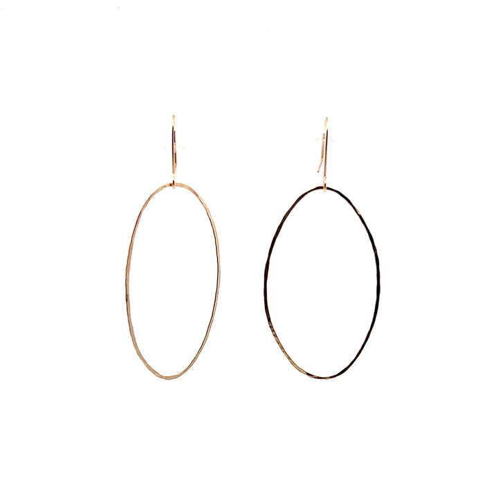 Yellow Gold Filled Large Oval Dangle Earrings