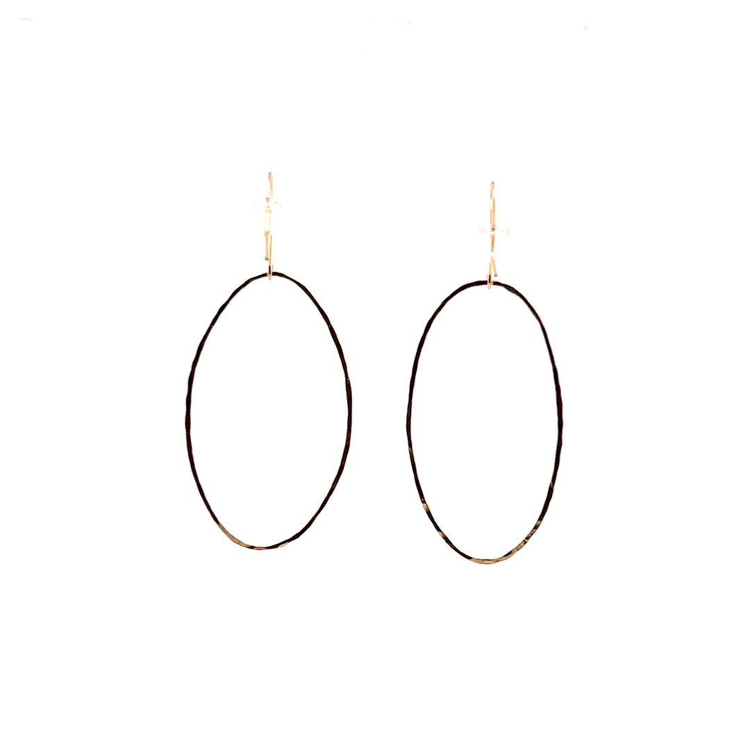Yellow Gold Filled Large Oval Dangle Earrings