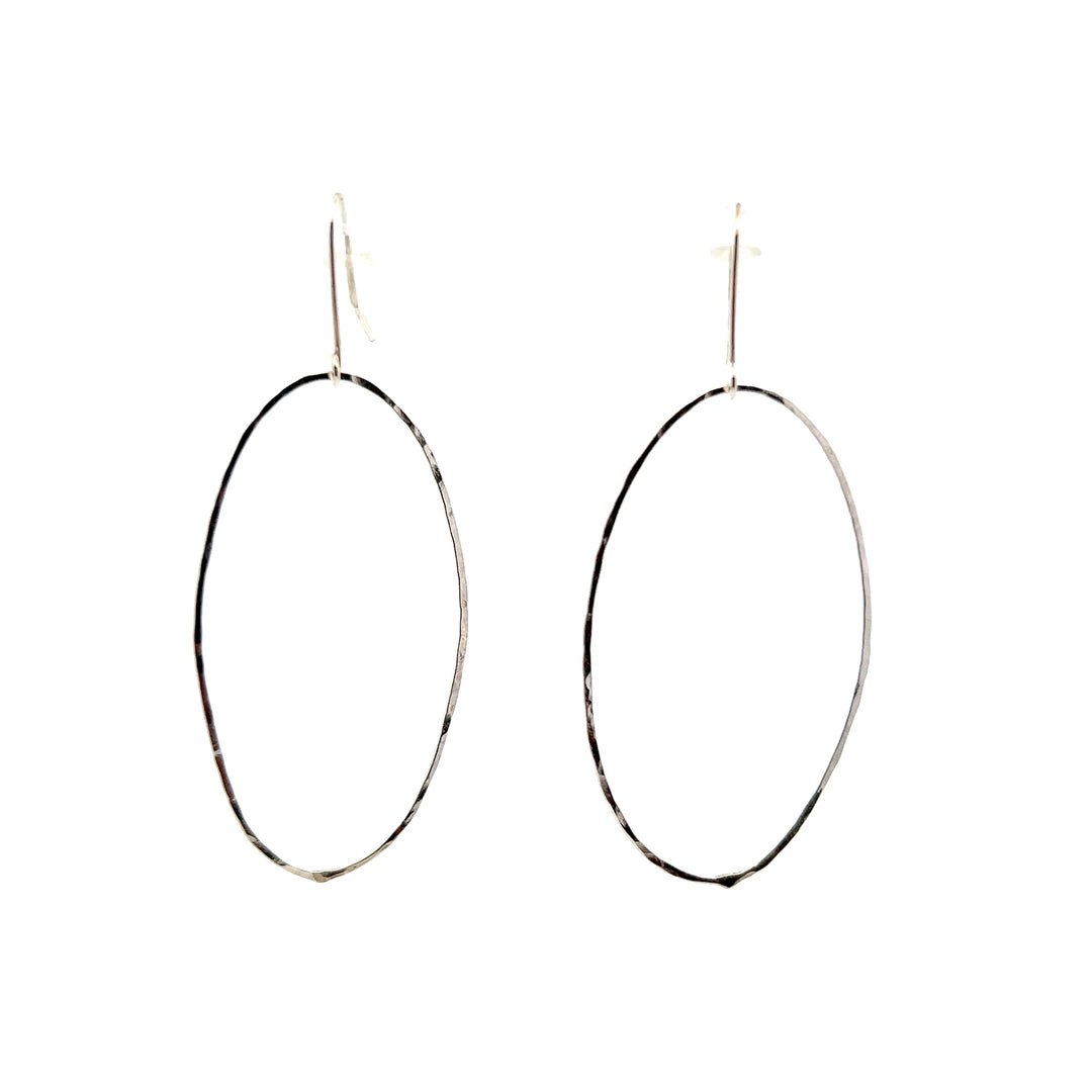 Sterling Silver Large Oval Dangle Earrings