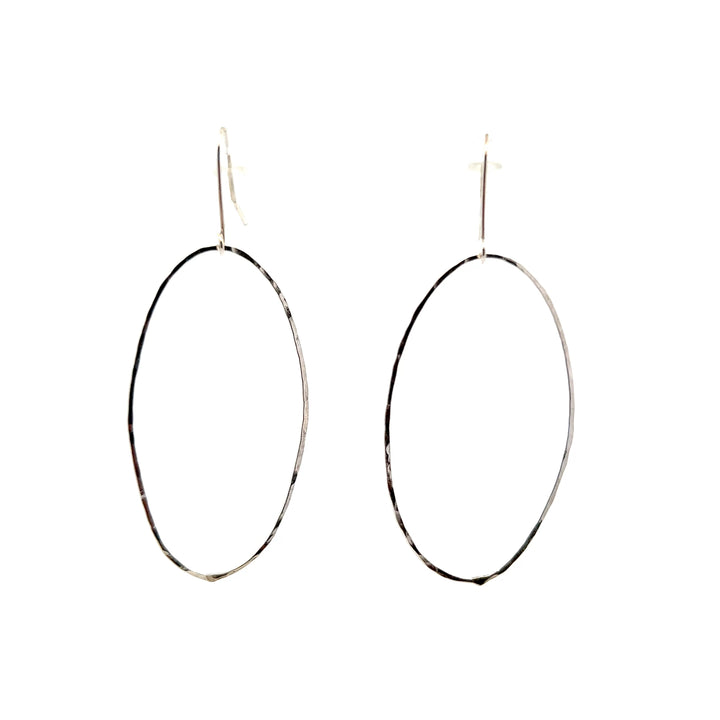 Sterling Silver Large Oval Dangle Earrings