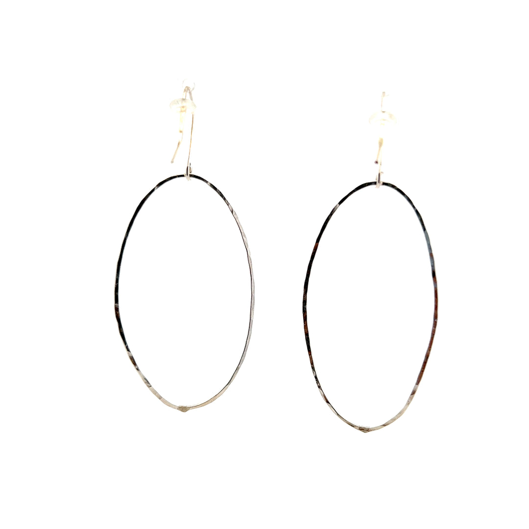 Sterling Silver Large Oval Dangle Earrings
