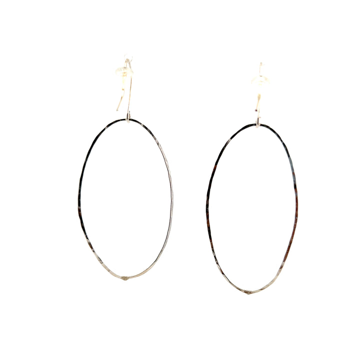 Sterling Silver Large Oval Dangle Earrings