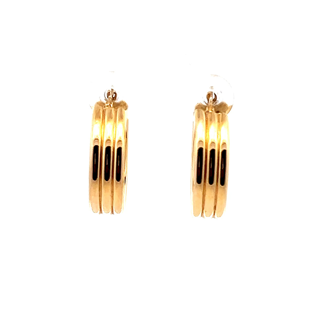 Estate 14K Yellow Gold Tri-Tube Hoop Earrings