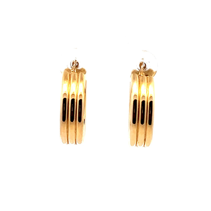 Estate 14K Yellow Gold Tri-Tube Hoop Earrings