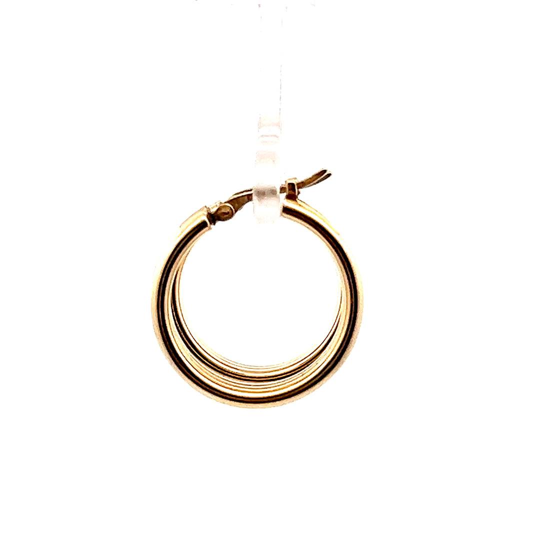 Estate 14K Yellow Gold Tri-Tube Hoop Earrings