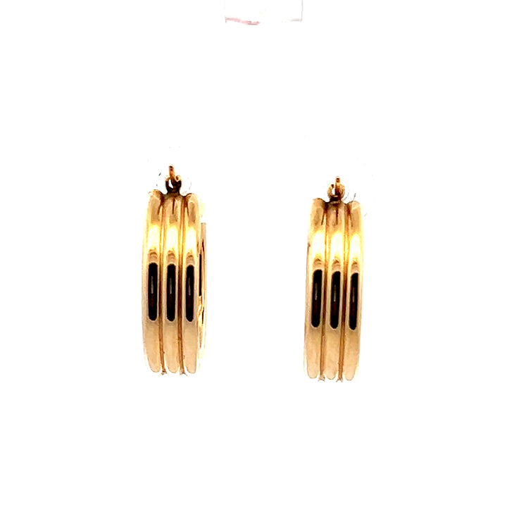Estate 14K Yellow Gold Tri-Tube Hoop Earrings