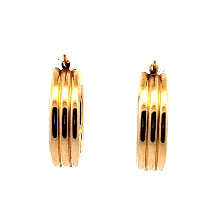 Estate 14K Yellow Gold Tri-Tube Hoop Earrings