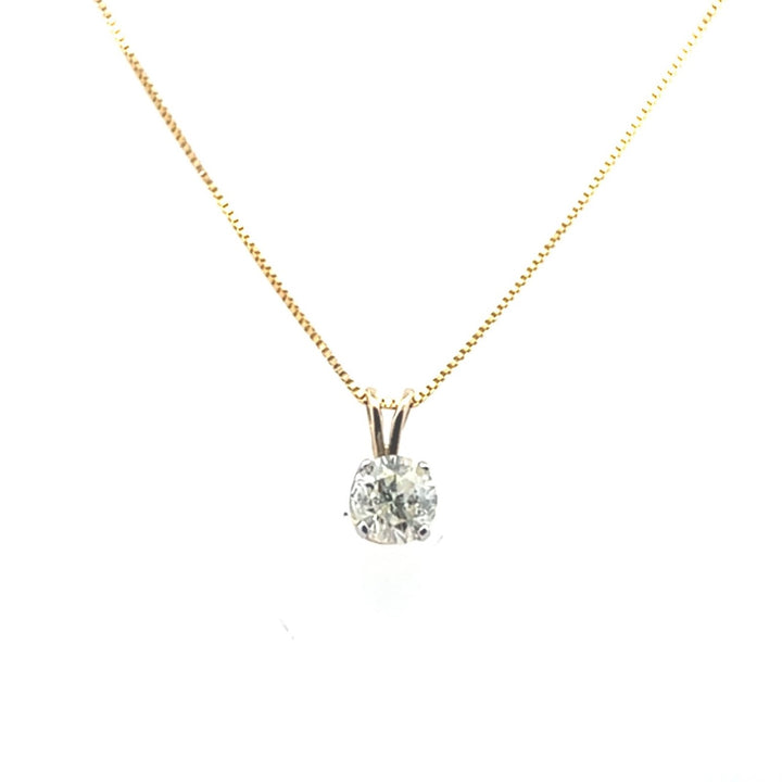 14K Yellow Gold 0.50CTW Vintage Diamond Solitaire Pendant Necklace