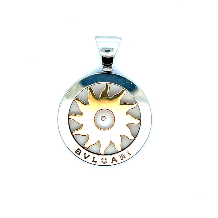 18K Yellow Gold & Stainless Steel Bvlgari Sunburst Pendant