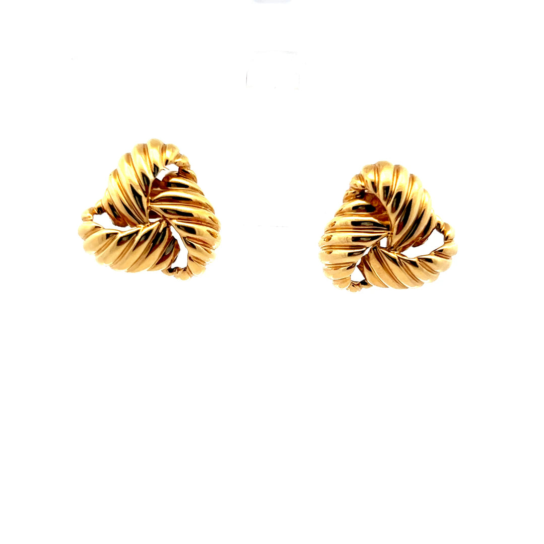 Estate 18K Yellow Gold Vintage Ribbed Knot Stud Earrings by David Yurman