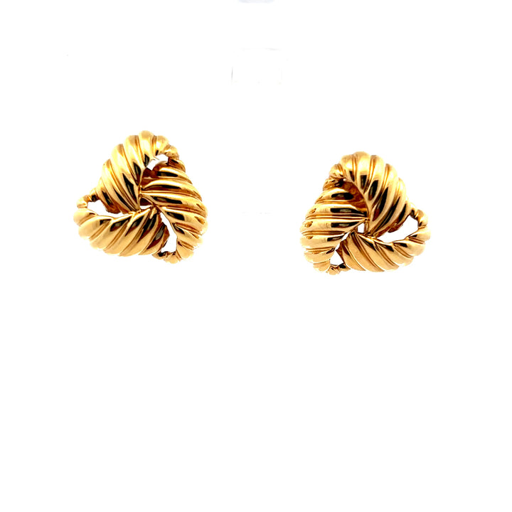Estate 18K Yellow Gold Vintage Ribbed Knot Stud Earrings by David Yurman