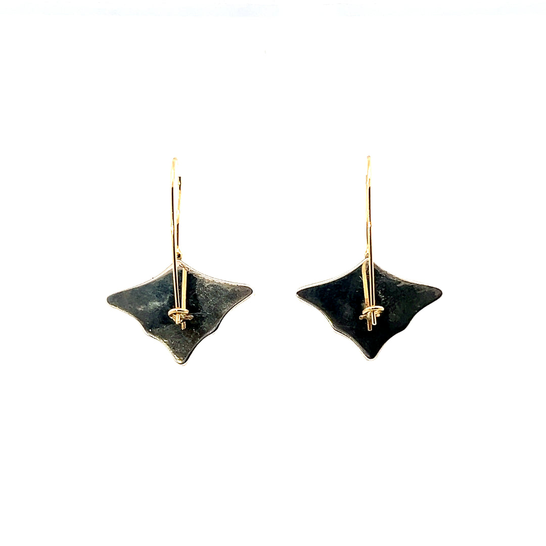 18K Yellow Gold & Sterling Silver Falcher Fusager "Magick" Triangular Enamel Earrings