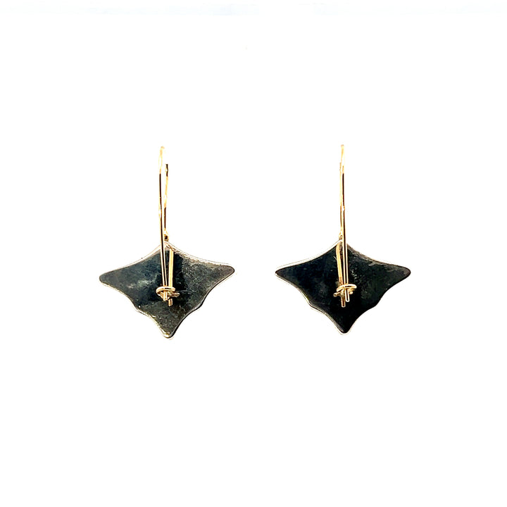 18K Yellow Gold & Sterling Silver Falcher Fusager "Magick" Triangular Enamel Earrings