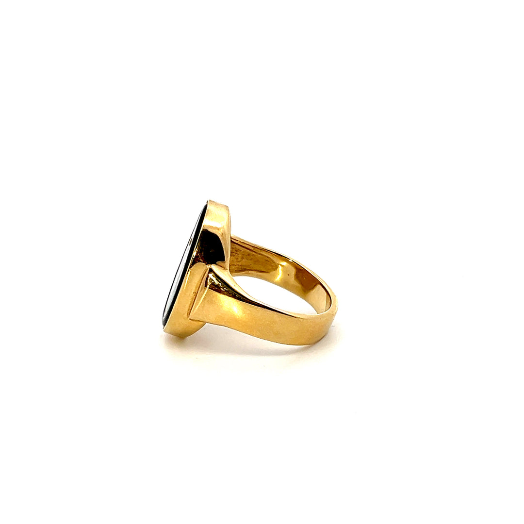 18KT Yellow Gold Falcher Fusager "Magick" Diamond & Enamel Ring