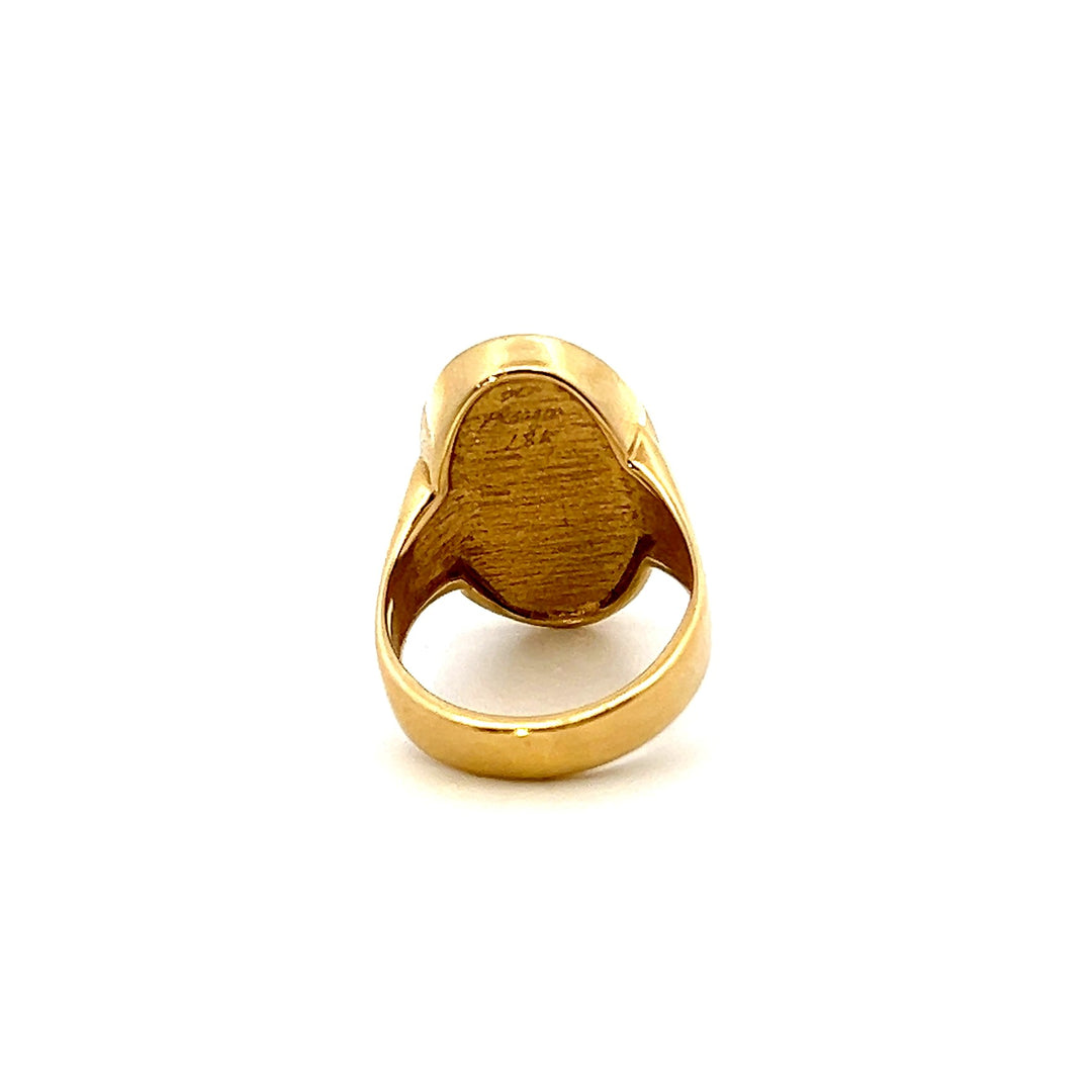 Estate 18K Yellow Gold Falcher Fusager "Magick" Diamond & Enamel Flower Ring
