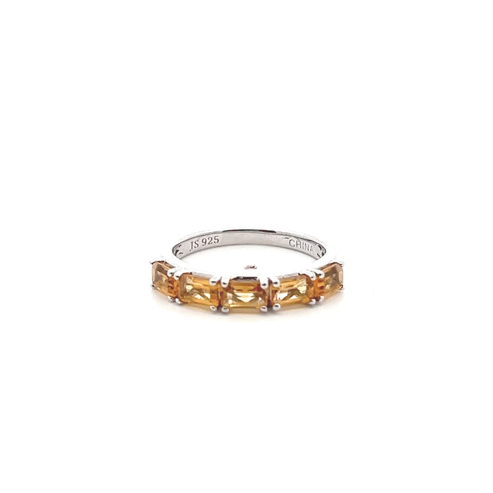 Estate Sterling Silver Five-Stone Baguette Citrine Ring